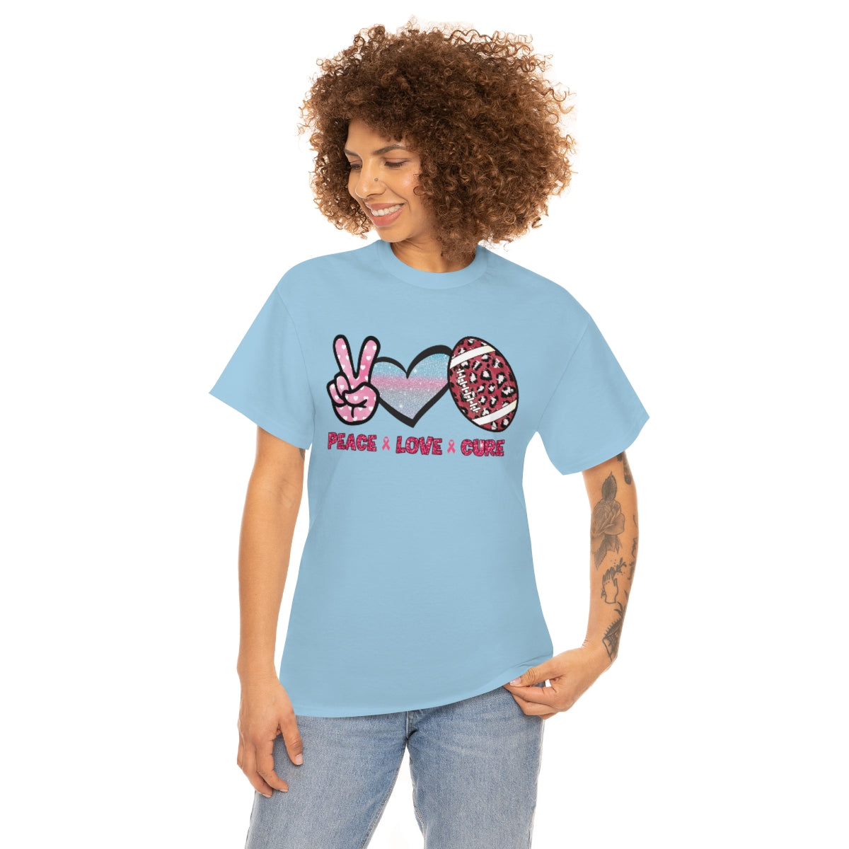 Peace Love Cure Breast Cancer T-shirt| Social Cancer Support Apparel