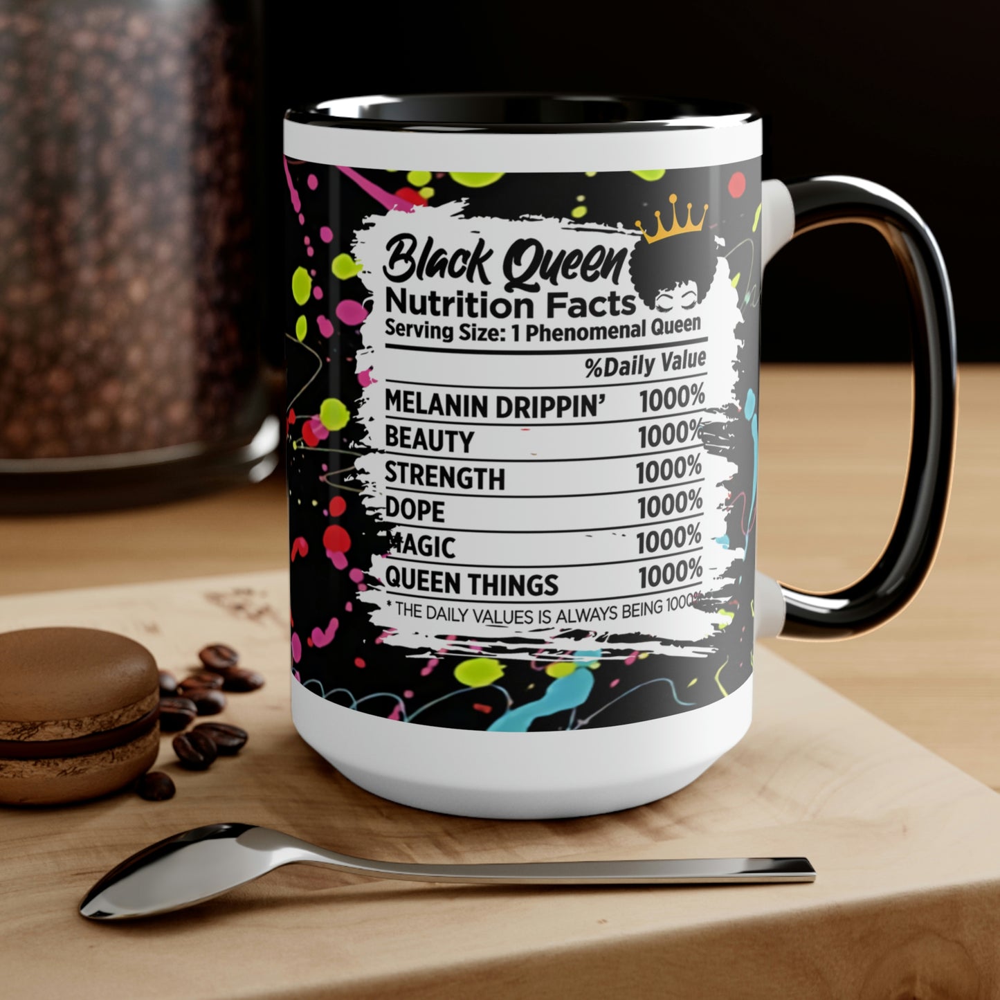 Black Queen Nutrition Two-Tone Coffee Mugs| Graffiti Mug