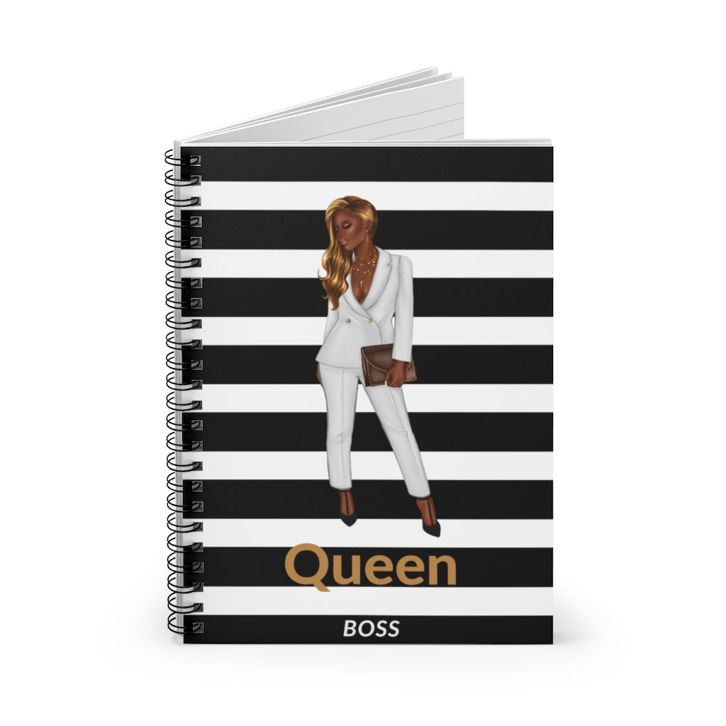 Queen Boss Gold Spiral Notebook - Ruled Line - Epitome of Beaute'