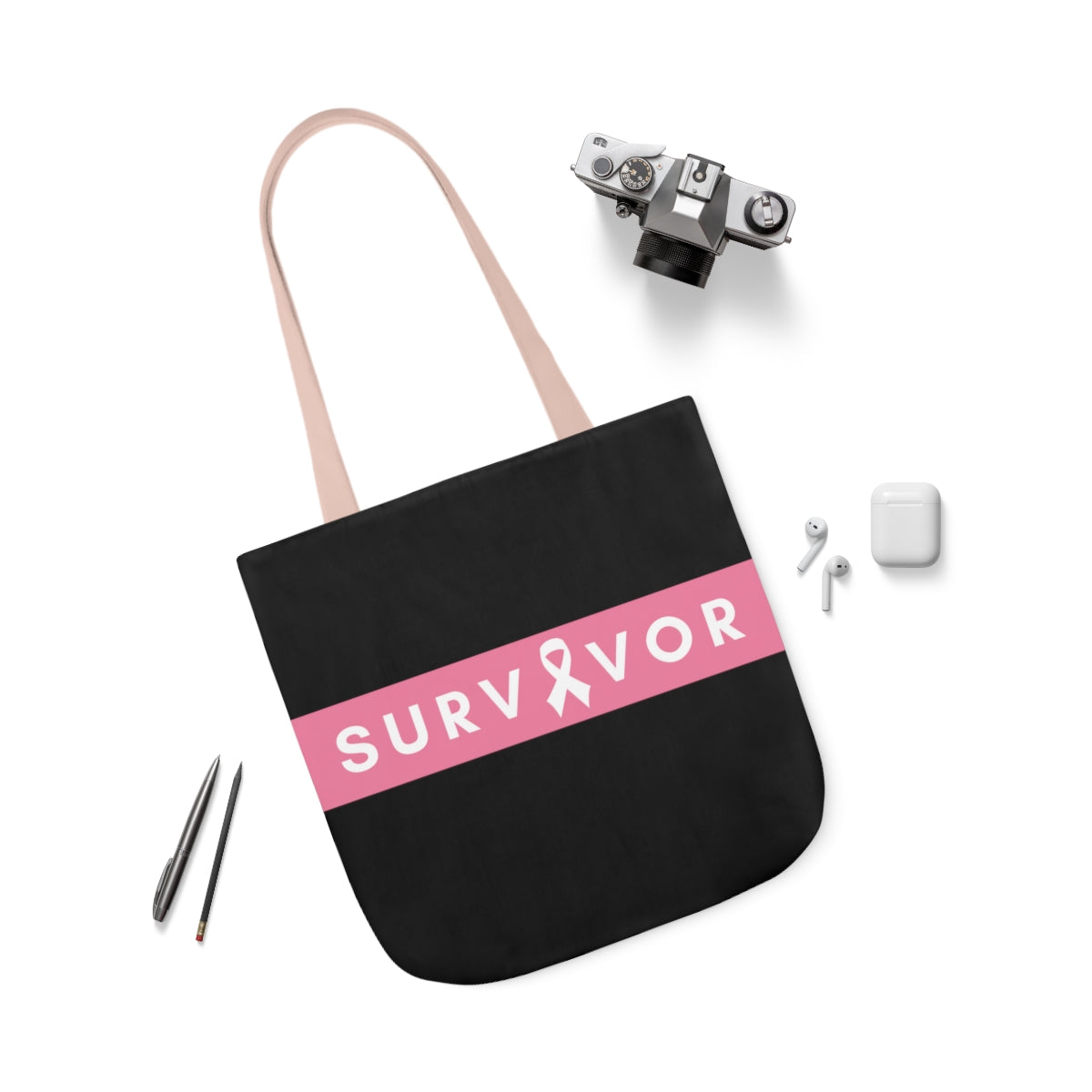 Survivor Canvas Tote Bag| Breast Cancer Awareness Tote Bag