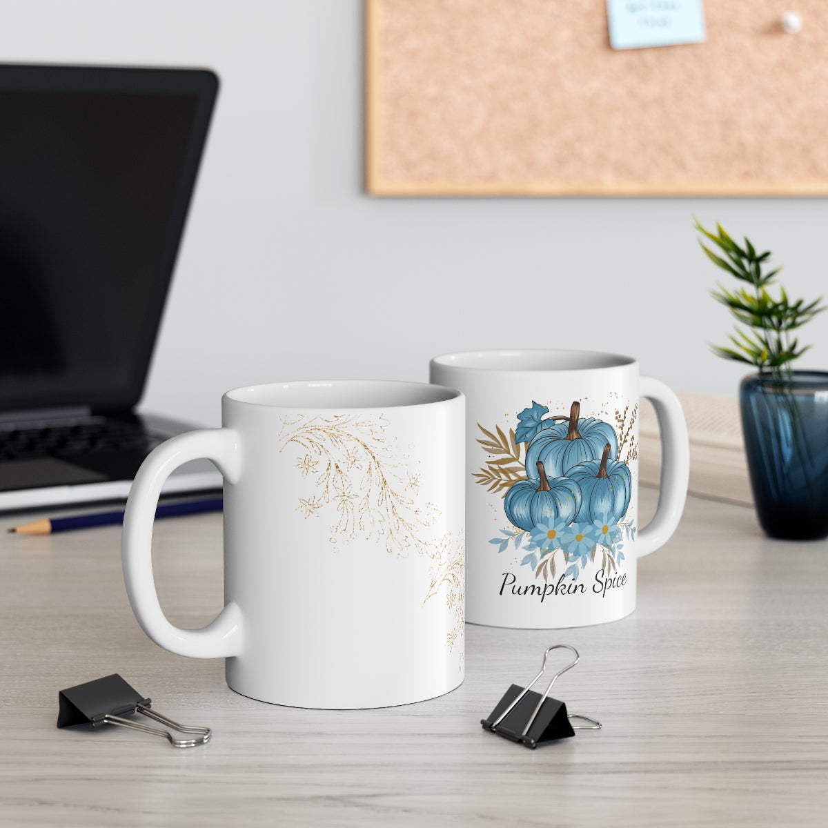 Blue Pumpkin Spice Ceramic Mug