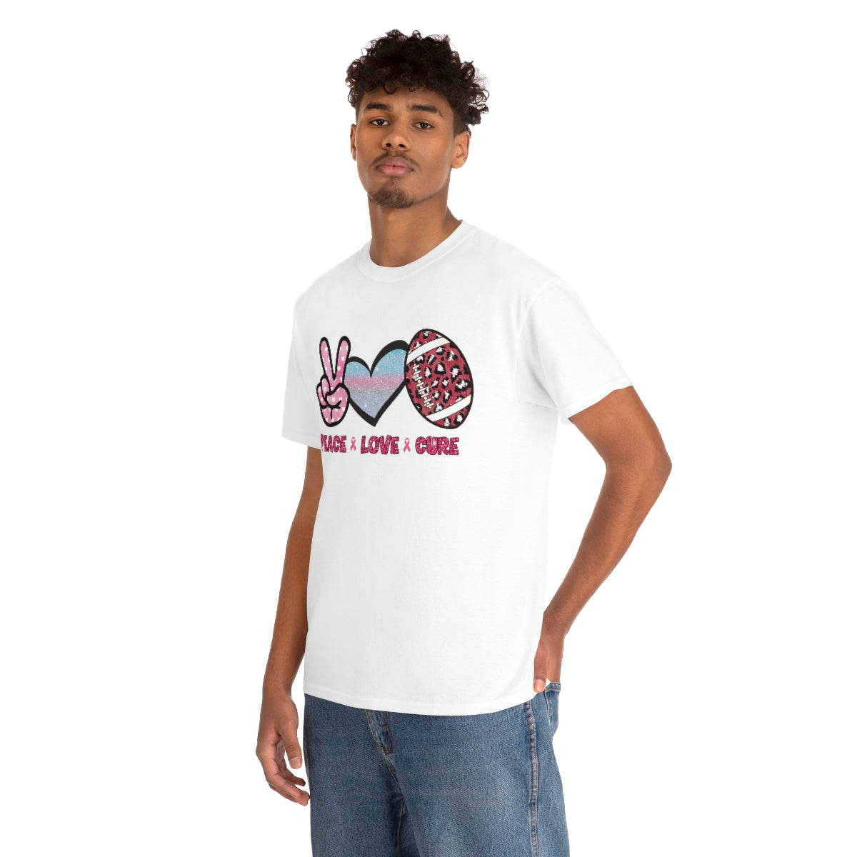 Peace Love Cure Breast Cancer T-shirt| Social Cancer Support Apparel