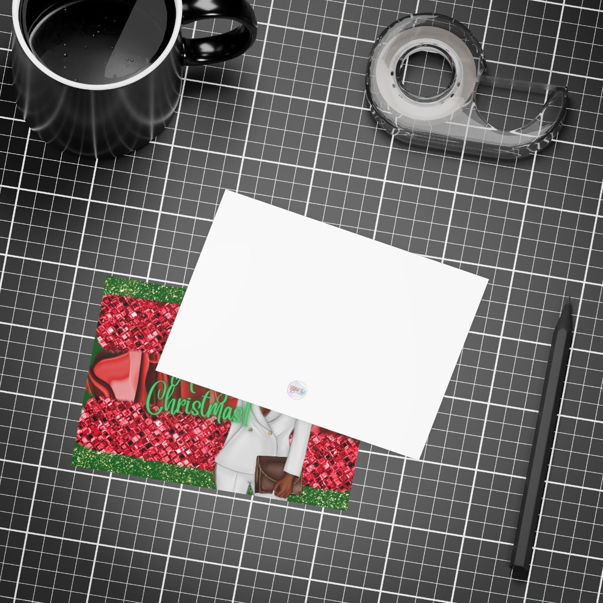 Merry Christmas Red and Green Unfolded Greeting Cards (10, 30, and 50pcs)