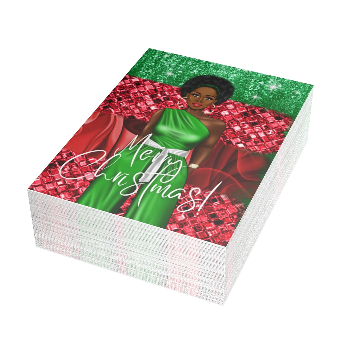 Black Woman Christmas Greeting Cards (1, 10, 30, and 50pcs)