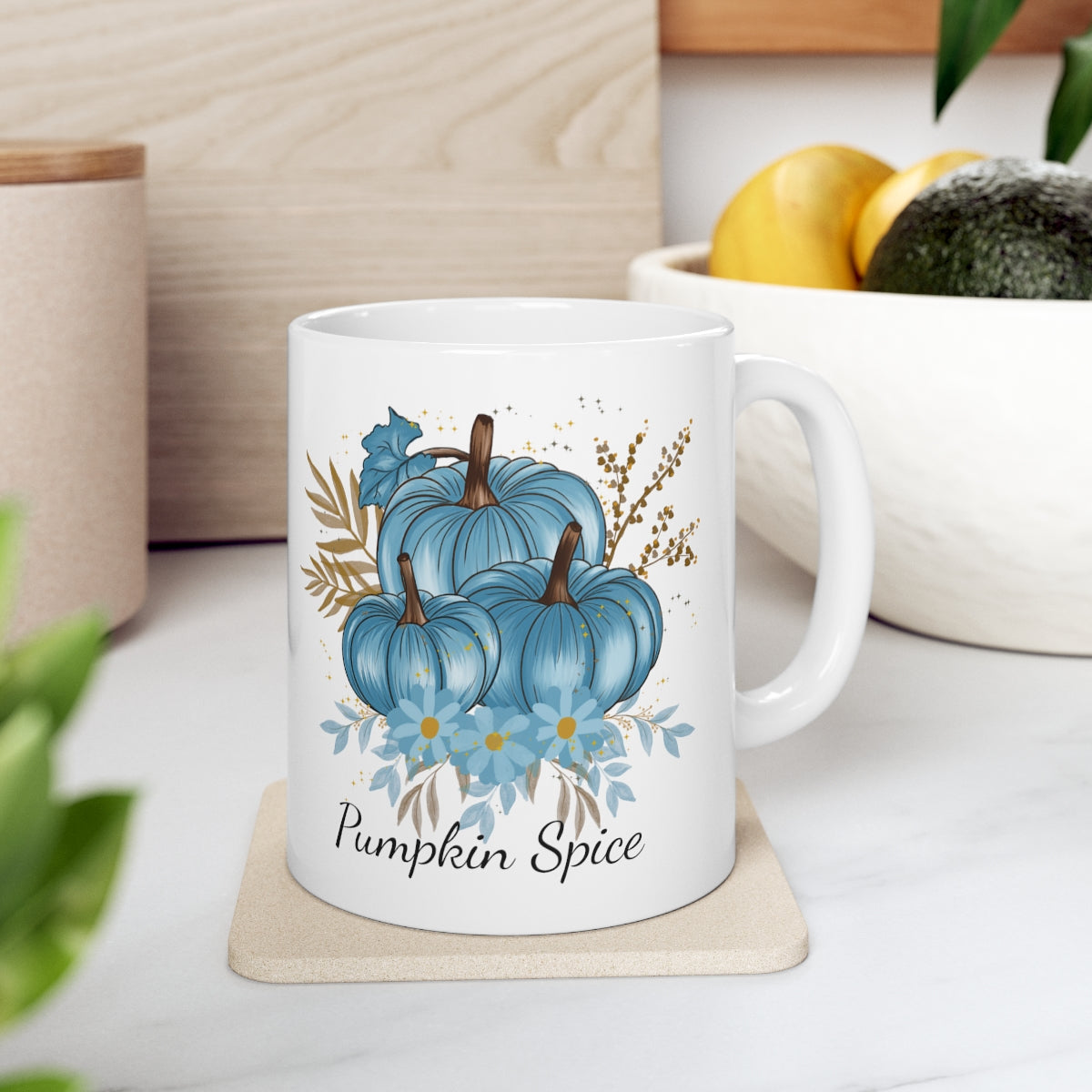 Blue Pumpkin Spice Ceramic Mug