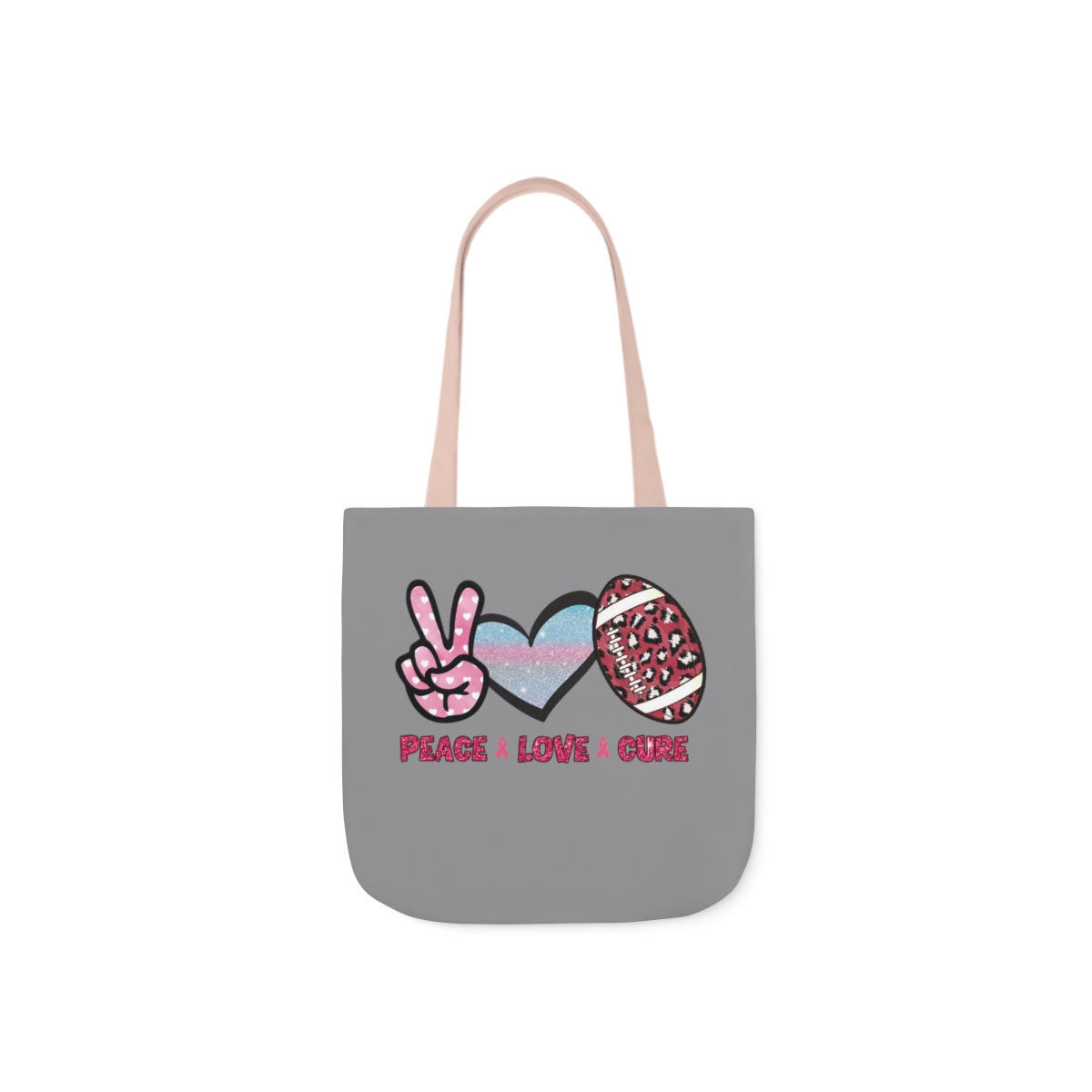 Peace Love Cure Canvas Tote Bag| Breast Cancer Tote Bag