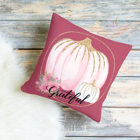 Grateful Pumpkin Square Pillow